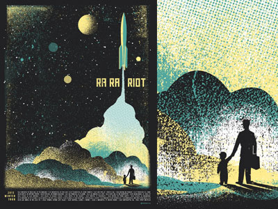Ra Ra Rocket rocket screenprint smoke texture tour poster