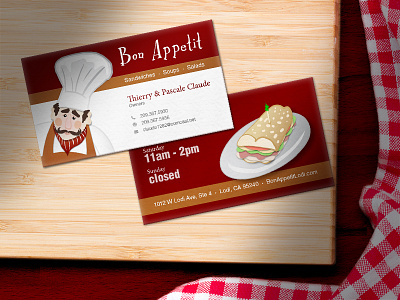 Bon Appetit Business Card branding business card cafe chef design graphic illustration restaurant sandwich