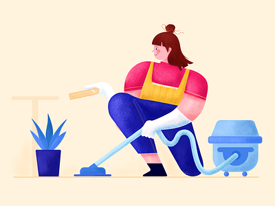 Home cleaning character clean color design girl hair illustration people service