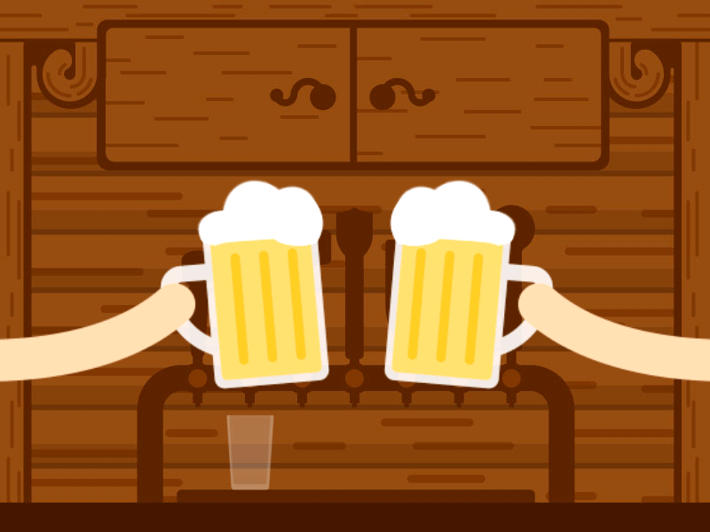 Cheers and beers! animated bar beer drinking mug taps
