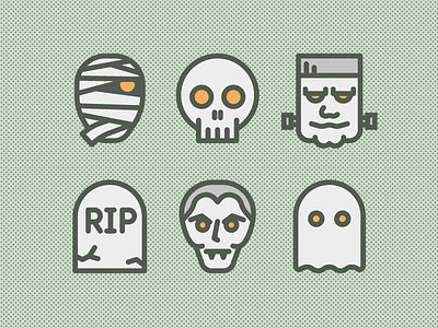 Halloween Icons frankenstein ghost halloween mummy skull tombstone vampire