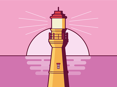 Lighthouse illustration lighthouse pink
