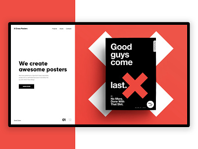 Cross Posters - Website Concept design free landing minimal online swiss typography ui ux web website