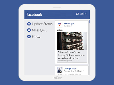 Facebook inCar facebook incar mobile ui ux