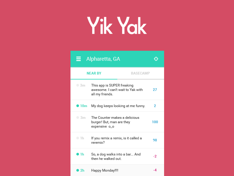 Yik Yak - Remixed app remix ui ux