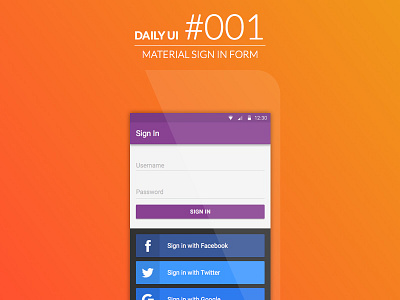 Material Sign In Form 001 android dailyui material mobile register sign in sign up