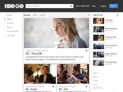 HBO GO - ReMix hbo go material responsive ui ux web design