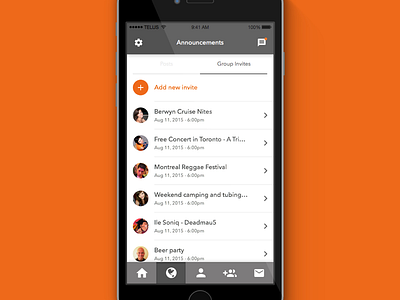 Social App - Invites