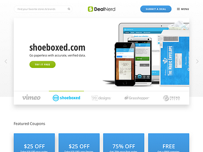 Deal Nerd - Home Page homepage slideshow ui ux visual design web design