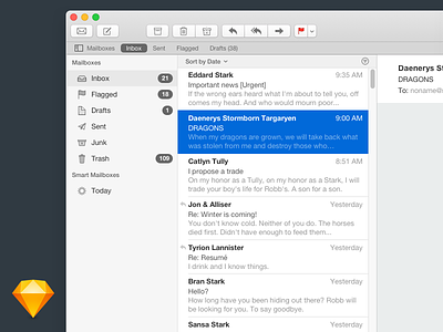 Apple Mail - Sketch apple mail email mockup sketch ui