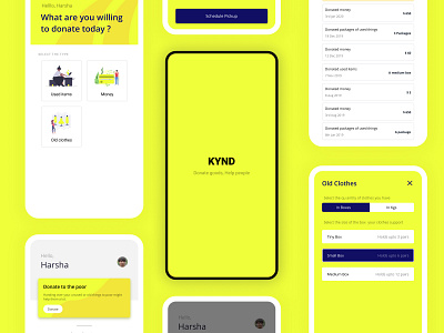 KYND - Donation App app checkout donation help minimal needy poor simple ui
