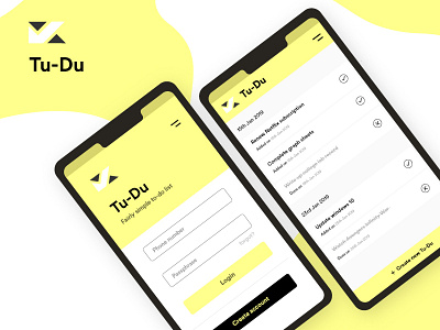 Tudu, a to-do list prototype deisgn list prototype to do list ui ui desgin uidesign yellow