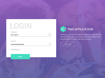 Tms Login Screen analytics dashboard data form graph grid interface login mobile navigation timesheet visualization