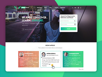 Cannabis Website UI article crm design experience flower flying landing page responsive shopping cart smoking typography userinterface website