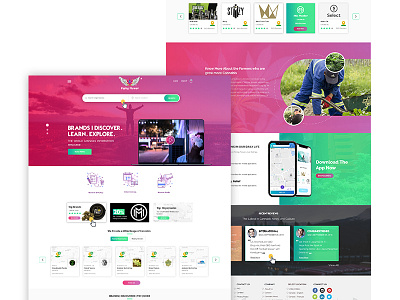 Flying Flower Home Page design discover ecommerce effects experience flat colors flying flower grovers home page design icon search bar typography ui user interface video website