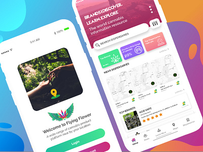 Flying Flower Home UI android android app app cannabies dailyui design drawing dribbble experience flat flying illustration ios logo mobile typography ux vector web