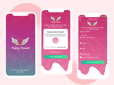 Login Splash UI android android app design cannabis design experience flat flower flying icons ios login mobile scan splash ui wave website