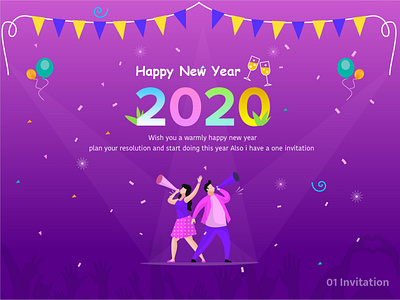 Invitation with New year 2020 celebration design illustration invitation invite minimalist resolution