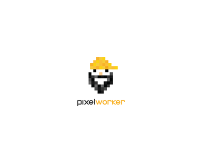 Pixel Worker Concept concept creative design icon illustration logo mark pixel pixel art unique work worker yellow logo