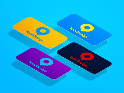 Four perspective business cards mock up businesscard colorful creative editable mockup