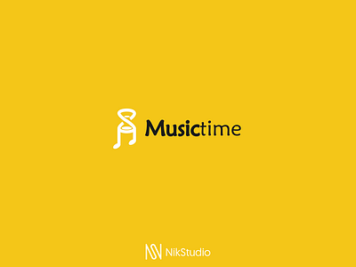 Music time clock concept creative funnylogo icon illustration logo mark music album nikstudio sand sandclock simple symbol time vector yellow