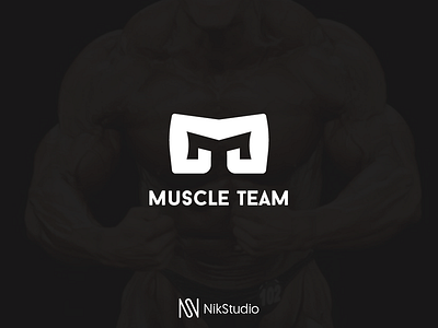 Muscle Team bodybuilder bodybuilding creative design funnylogo icon logo mark monogram musce muscleteam nikstudio simple symbol team