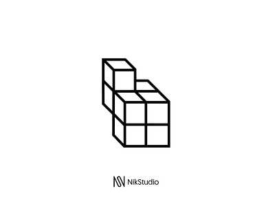 b - Cube Monogram black concept creative design icon illustration logo mark monogram nikstudio simple symbol vector