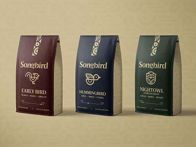 Songbird Packaging Spread branding coffee coffeeshop iconography packaging