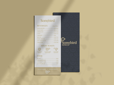 Songbird Menu branding coffee design icon menu menu design packaging type typography vector