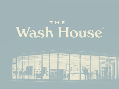 The Wash House blue laundromat logo logos vintage