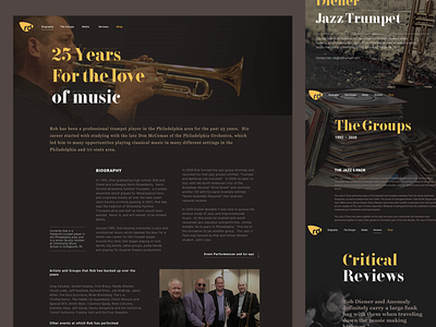 Rob Diener Jazz Trumpeter - website design