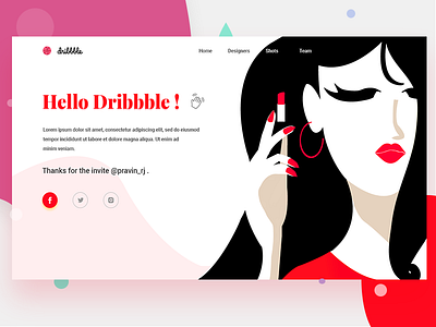 Hello Dribbble(my first shot.) first shot girl hello dribbble illustration invite landing page ui