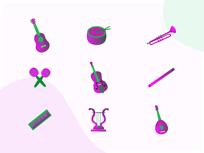 Musical Instruments color design flat guitar icons illustration instruments keyboard music ui violin