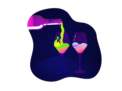 champaign 3d bottle champaign colors dark design dribbble invite drink glass illustration liquor