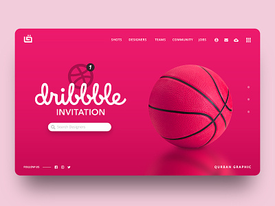 Dribbble Invite basket basketball dribbble dribbble invite invitation invite logo uiux web design web header