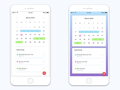 Calendar App calendar clean color colour dailyui design schedule simple ui visualdesign white