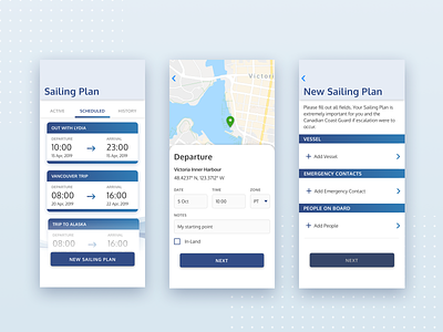 Sailing Plan Info app clean design interface map mobile mobile app mobile design product design sailing schedule ui ux design