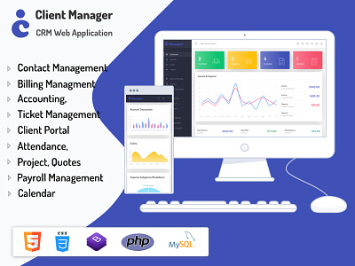 Client Manager - CRM & Billing Management Web Application calendar codecanyon css3 design envato html5 illustration invoice project ui web