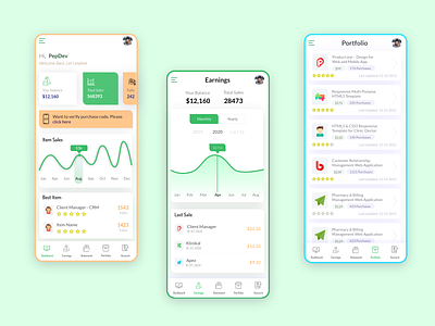 Finance & Product Mobile app app design apple application chart comparison earning earnings finance mobile app mobile app design mobile application mobile ui products sales