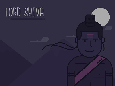 Lord Shiva cartoon clouds dark hairs icon lord shiva god moon mountains night river waves