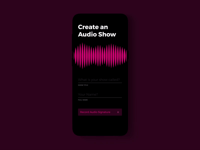 Sign up for an Online Audio Show #CreateWithAdobeXD adobe onboarding signin signup ui ux uxdesign