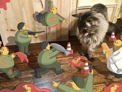 Catminator cat characters crazy illustration ipad ipencil procreate app war yellow