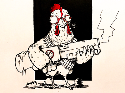 Inktober Day 5 - Chicken character design drawing ink inktober