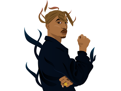 Tupac Shakur cartoon hiphop illustration vector