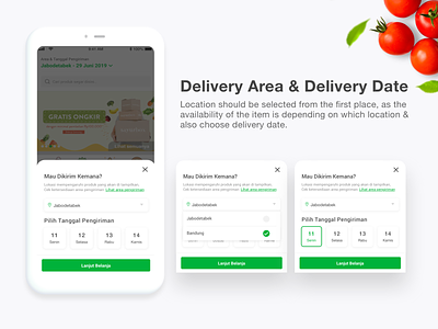 Delivery date & area android buttom sheet calendar delivery deliverydate designer fresh indonesia ios jakarta mobileapp mobileapps organic popup sayurbox sheet uiux uiuxdesign user interface vegetabels