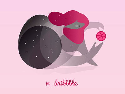 Hi Dribbble character animation character design hello dribbble night vector иллюстрация