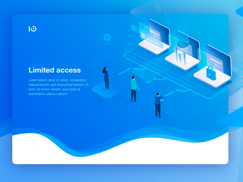 Limited acces for users landing isometric analytics art illustrations