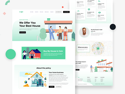 Home Rent/Buy/Sale landing Page 2020 design homepage house illustration interface landing landing page real estate typography ui ux website