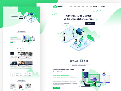 Coursa Education And Lms Psd Template course design education education app educational illustration illustration interface landing page school management typography ui ux web