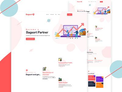 Bagsort team Landing Page agency color design illustration interface landing landing page page tour travel typography ui ux web website